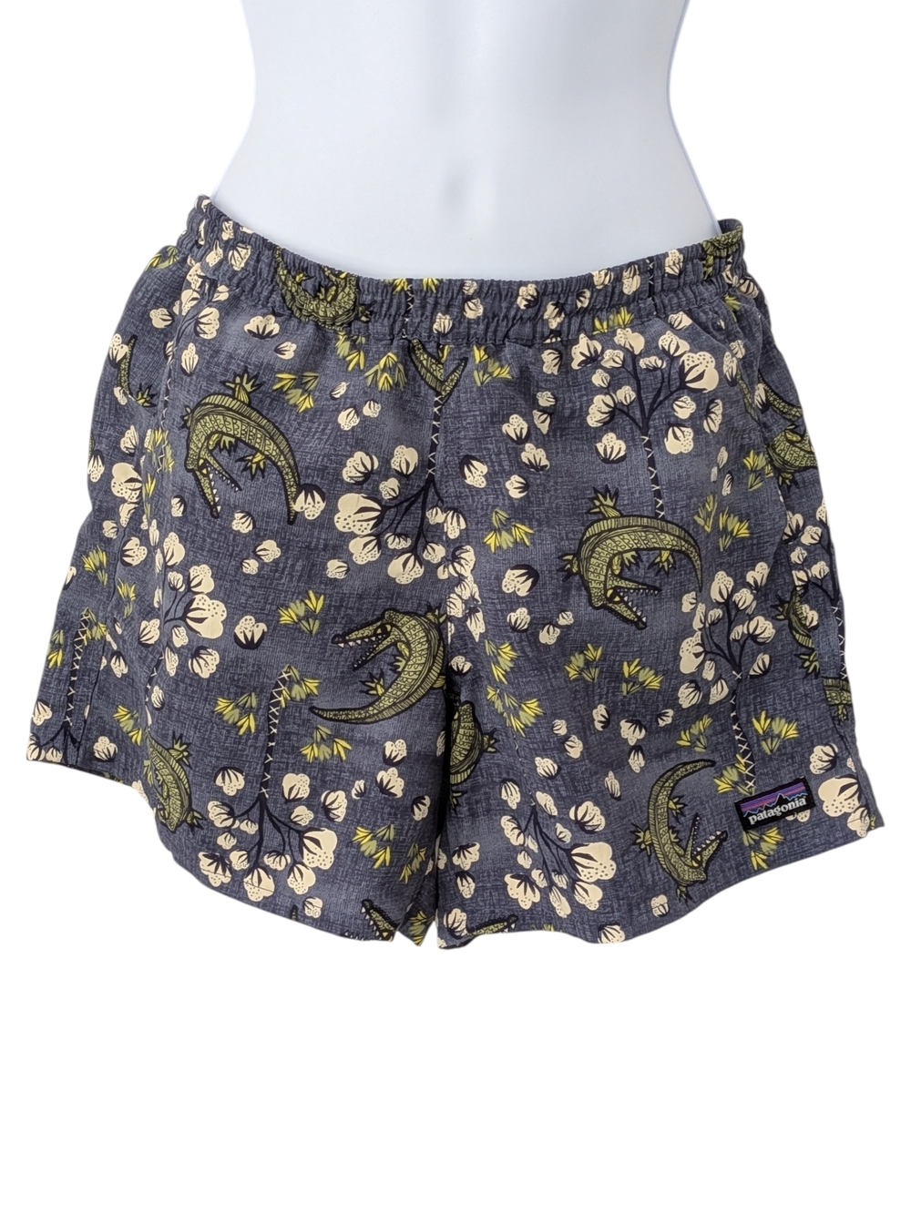 Rare Patagonia Baggies Women's Dolmite  Blue Cotton Ball Gator Shorts